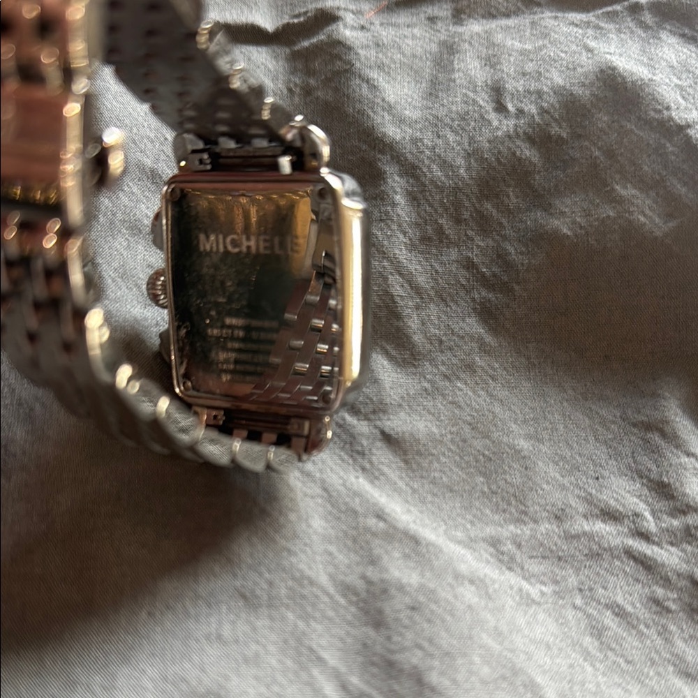 Michele Silver Sapphire Crystal Watch with 12 Diamonds - Picture 3 of 5